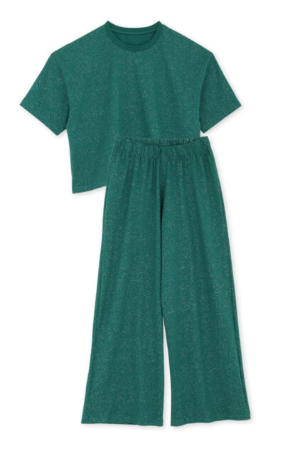 PYJAMA LONG COTON BIO PAILLETTES VERT